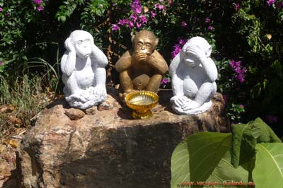 koh samui en thailande les 3 singes de la sagesse pas voir pas parler pas entendre